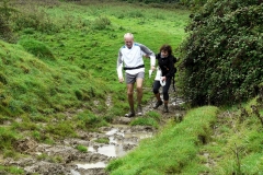 ACW Challenge : 7-Sep-2008 : Brinklow Castle Motte and Bailey. Note - Some reported this the worst bit on the route.  It was certainly very wet and slippery clay, with deep puddles - and if you tried walking on the drier slope beside the path, easily possible to slip.  However these two walked up almost as though it was dry.